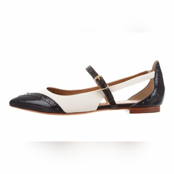 Tory Burch Bernadette Pointed-Toe Flats Black & Ivory Size 5.5 - Picture 3 of 11